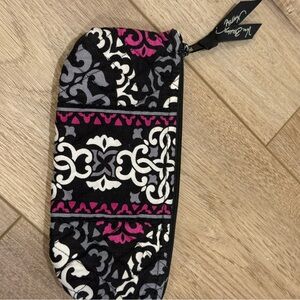 Vera Bradley Black/white/grey/magenta colored makeup brush bag